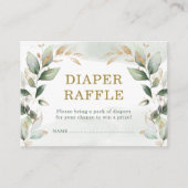 Soft Greenery Gold Baby shower Diaper Raffle Informatiekaartje (Voorkant)