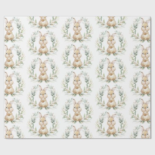 Soft Greenery Gold Bunny Easter Rabbit Baby shower Cadeaupapier (Vlak)