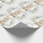 Soft Greenery Gold Bunny Easter Rabbit Baby shower Cadeaupapier (Hoek)