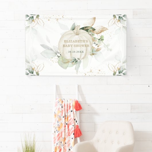 Soft Greenery Gold Pumpkin Herfst Baby shower Part Spandoek (Insitu)