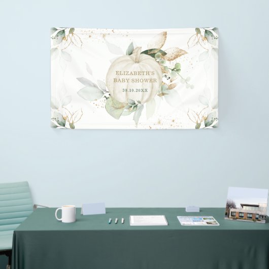 Soft Greenery Gold Pumpkin Herfst Baby shower Part Spandoek (Beurs)