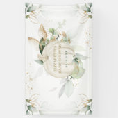 Soft Greenery Gold Pumpkin Herfst Baby shower Part Spandoek (Verticaal)