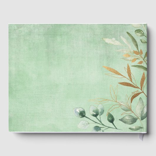 Soft Greenery Gold Safari Oerwoud Baby shower Gastenboek (Achterkant)