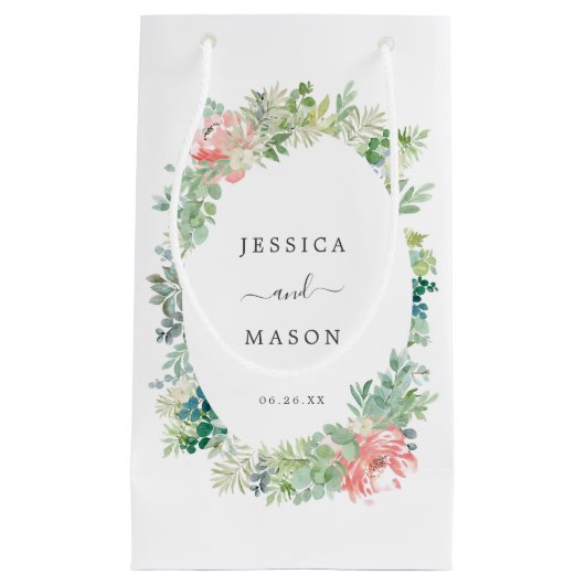 Soft Greenery Hotel Trouwcadeau Tas Klein Cadeauzakje (Voorkant)