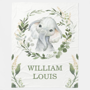 Soft Greenery laat Oerwoud Elephant Baby Nursery Fleece Deken
