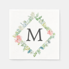 Soft Greenery Monogram Cocktail servet