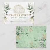 Soft Greenery Pumpkin Baby shower Diaper Raffle Informatiekaartje (Voorkant / Achterkant)