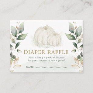 Soft Greenery Pumpkin Baby shower Diaper Raffle Informatiekaartje