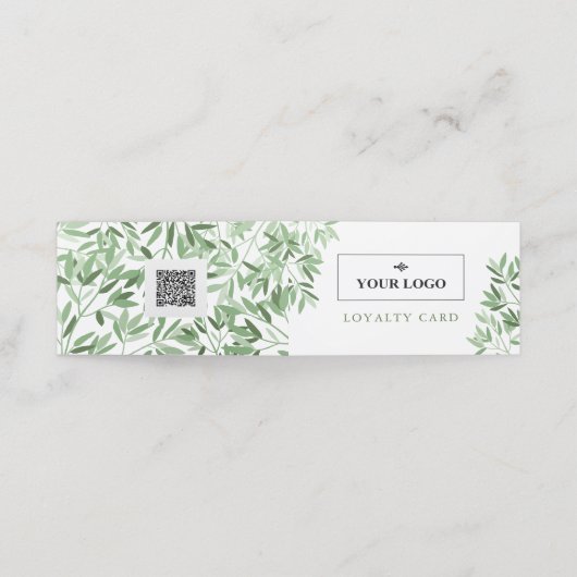 Soft Greenery Spa Massage Logo QR Code 10 bezoeken Klantenkaartje (Buitenkant ongevouwen)