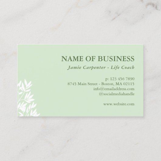 Soft Greenery Spa Massage Therapy Logo Afsprakenkaartje (Achterkant)