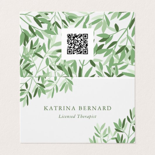Soft Greenery Therapeut Foto & QR-code Visitekaartje (Buitenkant ongevouwen)