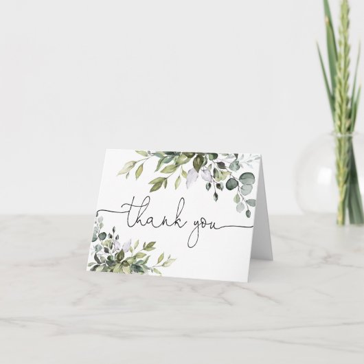 Soft greenery watercolor Folded Thank You Card Bedankkaart (Voorkant)