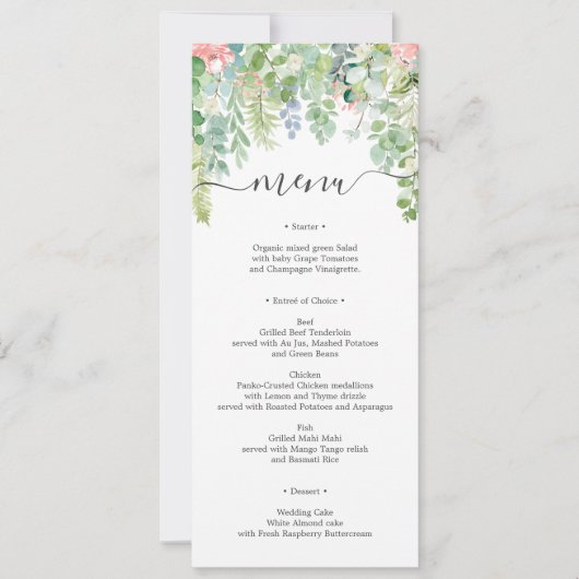 Soft Greenery Wedding Menu of Vrijgezellenfeest Kaart (Voorkant)