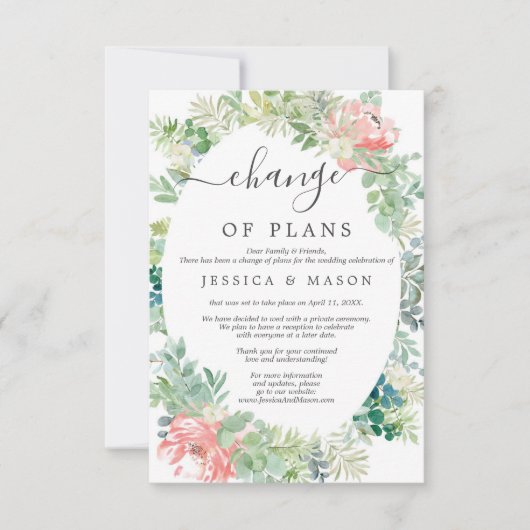 Soft Greenery Wedding uitgesteld Kaart (Voorkant)