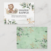 Soft Greenery Woodland Baby shower Diaper Raffle E Informatiekaartje (Voorkant / Achterkant)