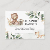 Soft Greenery Woodland Baby shower Diaper Raffle E Informatiekaartje (Voorkant)