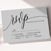 Soft Grey Eenvoudig Script Bruiloft RSVP Kaart