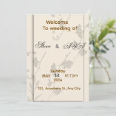 Soft Grey Elegant Wedding Invitation | Romantic &  Kaart (Staand voorkant)
