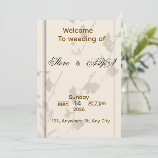 Soft Grey Elegant Wedding Invitation | Romantic &  Kaart (Staand voorkant)