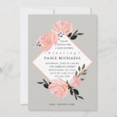 Soft Grey en Blush Bloemen Baby shower Kaart (Voorkant)