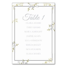 Soft Grey Floral Elegant Wedding Seating Chart Kaart