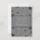 Soft Grey Floral Waterverf Wedding Bedankkaart (Voorkant)