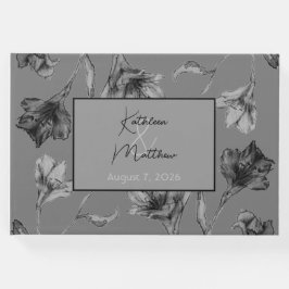 Soft Grey Floral Waterverf Wedding Gastenboek