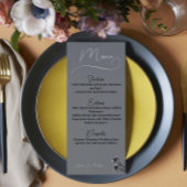 Soft Grey Floral Waterverf Wedding Menu