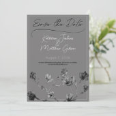 Soft Grey Floral Waterverf Wedding Save The Date (Staand voorkant)