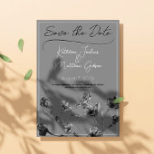 Soft Grey Floral Waterverf Wedding Save The Date