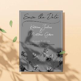 Soft Grey Floral Waterverf Wedding Save The Date