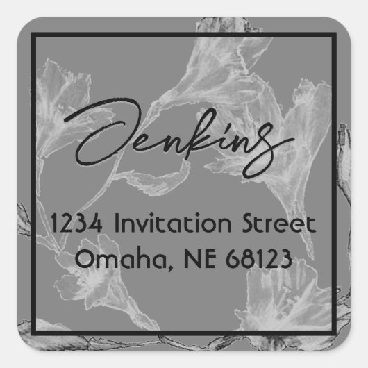 Soft Grey Floral Waterverf Wedding Vierkante Sticker (Voorkant)
