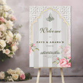 Soft Grey & Florals Islamic Wedding Acrylic Sign Acryl Bord
