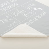Soft Grey Moderne Typografie baby jongen geboorte Sherpa Deken (3/4)