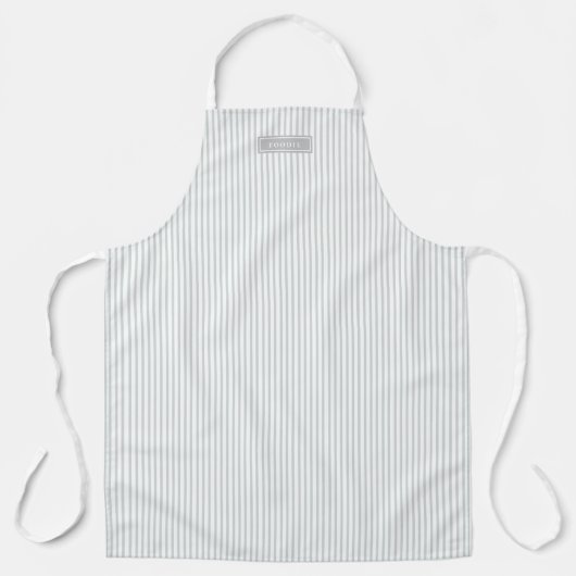 Soft Grey Railroad Stripe Bistro Foodie Schort (Voorkant)