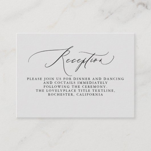 Soft Grey Wedding Receptie Informatie Informatiekaartje (Voorkant)