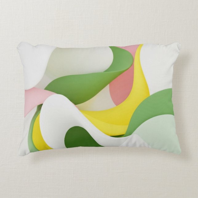 Soft Harmony - Green and Pink Abstract Art Pillow Accent Kussen (Voorkant)