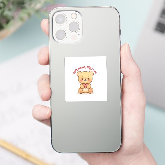 Soft Heart Big Love Cute Teddy Bear Mugs  Sticker (Telefoon)