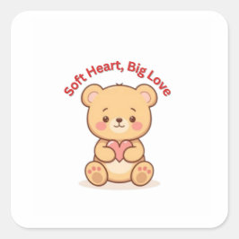 Soft Heart Big Love Cute Teddy Bear Mugs  Vierkante Sticker