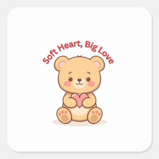Soft Heart Big Love Cute Teddy Bear Mugs  Vierkante Sticker (Voorkant)