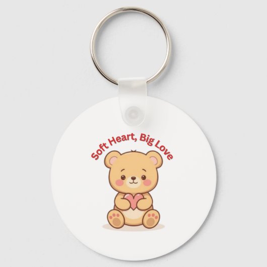 Soft Heart Big Love Cute Teddy Bear Sleutelhanger (Voorkant)