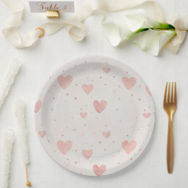 Soft Heart Pattern Paper Plates Papieren Bordje