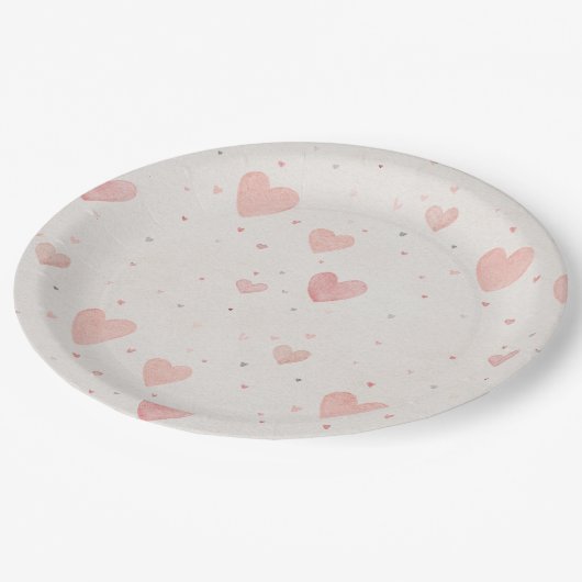 Soft Heart Pattern Paper Plates Papieren Bordje (Gekanteld)