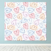 Soft Hearts: Continuous Line Valentijns's Canvas Afdruk (Insitu (Houten vloer))