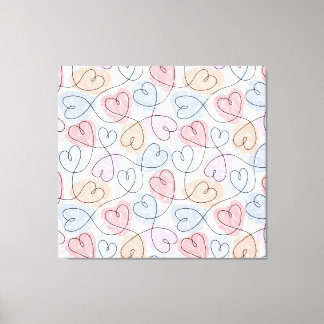 Soft Hearts: Continuous Line Valentijns's Canvas Afdruk