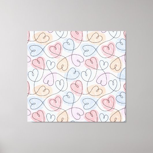 Soft Hearts: Continuous Line Valentijns's Canvas Afdruk (Voorkant)