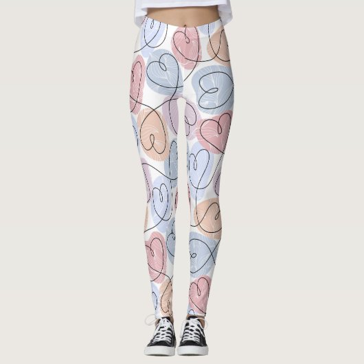 Soft Hearts: Continuous Line Valentijns's Leggings (Voorkant)