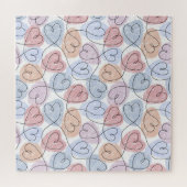 Soft Hearts: Continuous Line Valentijns's Legpuzzel (Horizontaal)