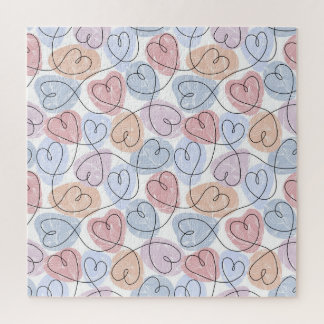 Soft Hearts: Continuous Line Valentijns's Legpuzzel