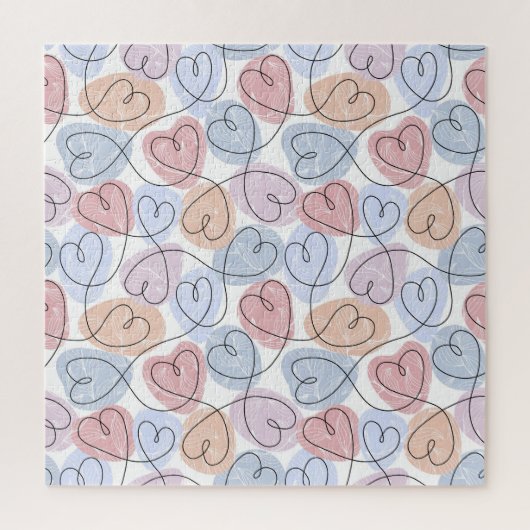 Soft Hearts: Continuous Line Valentijns's Legpuzzel (Verticaal)